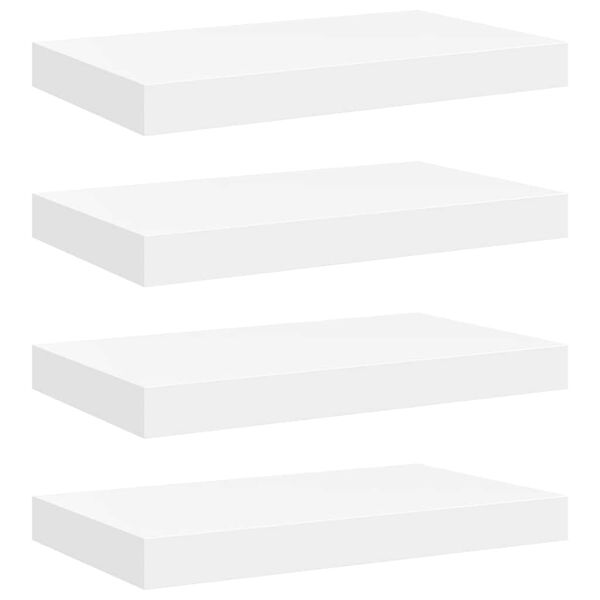 vidaXL Pakabinamos sieninės lentynos, 4vnt., baltos, 40x23x3,8cm, MDF