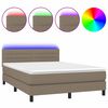 vidaXL Lova su spyruoklėmis/čiužiniu/LED, taupe, 140x190 cm, audinys
