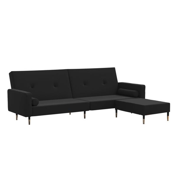 vidaXL Dvivietė sofa-lova su pakoja, juodos spalvos, aksomas