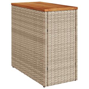 vidaXL Stalas su mediniu stalvir&scaron;iu, smėlio, 58x27,5x55cm, poliratanas