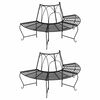 vidaXL Pusapvaliai suoliukai aplink medį, 2vnt., juodi, 159cm, plienas