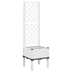 vidaXL Sodo lovelis su treliažu, baltos spalvos, 40x40x142cm, PP
