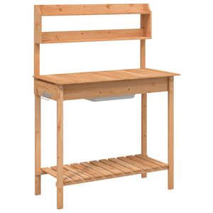 vidaXL Sodinimo stalas su plautuve, rudas, 147,5x44x139,5cm, eglė