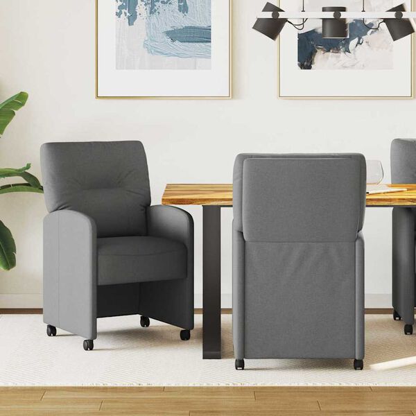 vidaXL Valgomojo kėdės 2 pcs Tamsiai pilka 57 x 67 x 95 cm audinys