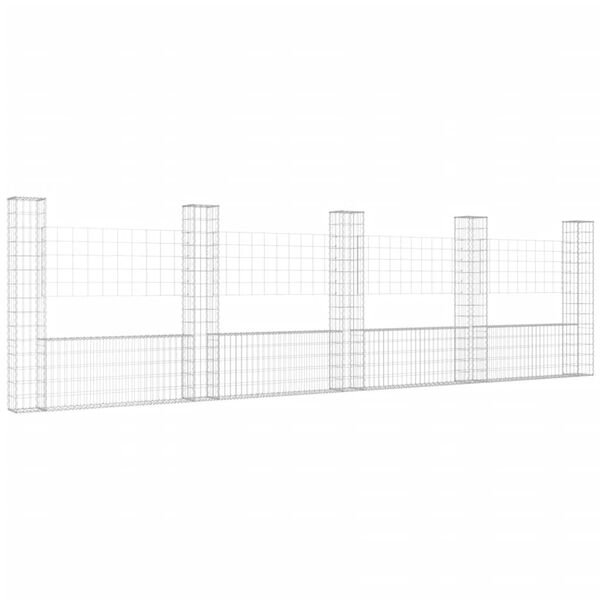 vidaXL Gabionų krep&scaron;iai su 5 kolonomis, 500x20x150cm, geležis