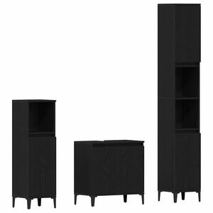 vidaXL Vonios baldų rinkinys su saugykla 3 pcs Juodas ąžuolas