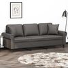 vidaXL Trivietė sofa su pagalvėmis, pilka, 180cm, dirbtinė oda