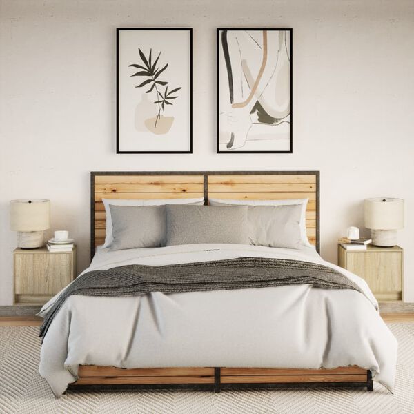 vidaXL Sieninės naktinės spintelės su LED, 2vnt., ąžuolo