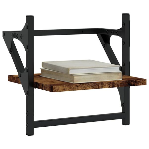 vidaXL Sieninės lentynos su skersiniais, 2vnt., dūminės, 30x25x30cm