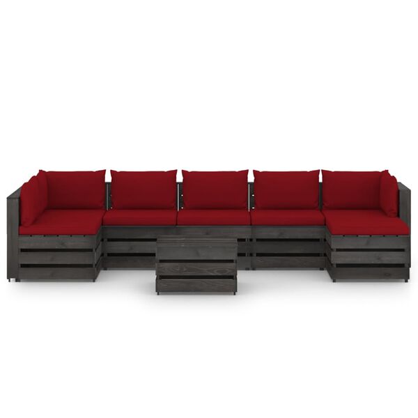 vidaXL Sodo komplektas su pagalvėlėmis, 8 dalių, impregnuota mediena