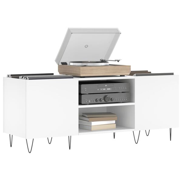 vidaXL Vinilinių plokštelių spintelė, balta, 121x38x48cm, mediena