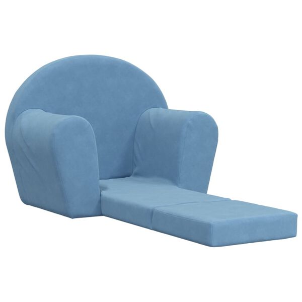 vidaXL Vaiki&scaron;ka sofa-lova, mėlynos spalvos, mink&scaron;tas pliu&scaron;as