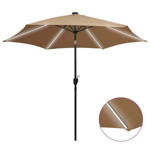 vidaXL Sodo skėtis su LED ir aliuminio stulpu, taupe, 300cm