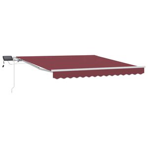 vidaXL Rankiniu būdu i&scaron;traukiama markizė su LED, bordo, 300x250cm