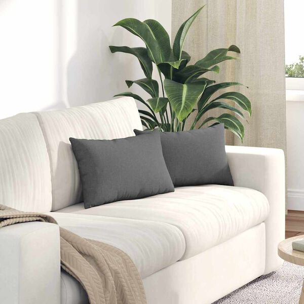 vidaXL Sofa Pagalvės 2 pcs Tamsiai pilka 50 x 30 cm audinys
