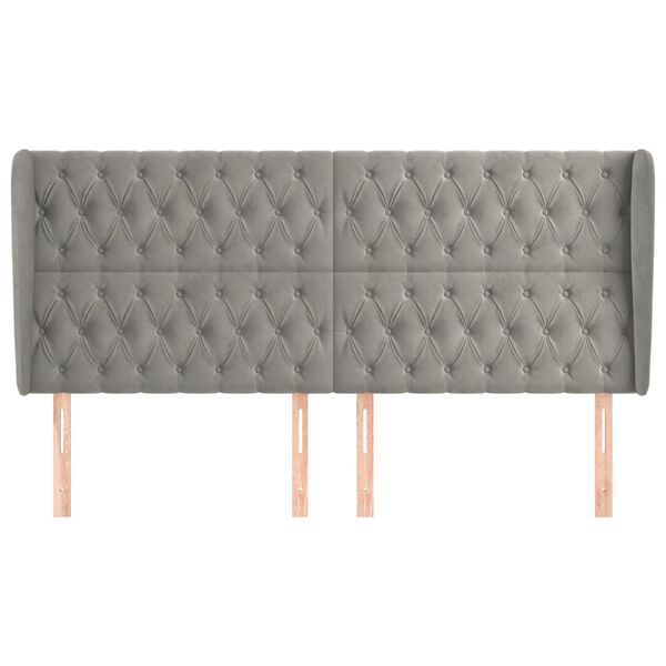 vidaXL Galvūgalis su auselėmis, pilkas, 203x23x118/128cm, aksomas