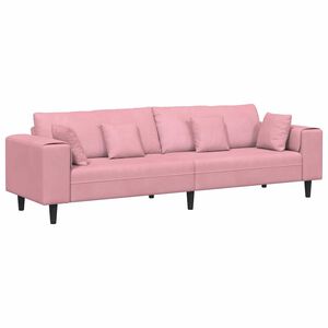 vidaXL Sofa su pagalve Rožinė 250 x 77 x 76 cm Aksomas