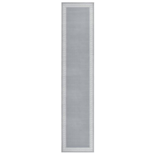 vidaXL Kilimas-takelis, pilkos spalvos, 100x500cm, BCF, su ra&scaron;tais