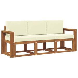 vidaXL Lauko sofos komplektas su pagalve 3 pcs Natūralus ir grietinėlė