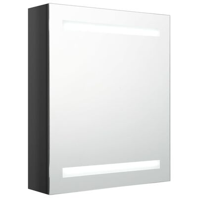 vidaXL Veidrodinė vonios spintelė su LED apšvietimu, juoda, 50x14x60cm