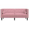 vidaXL Dvivietė chesterfield sofa su pagalvėlėmis, rožinė, aksomas