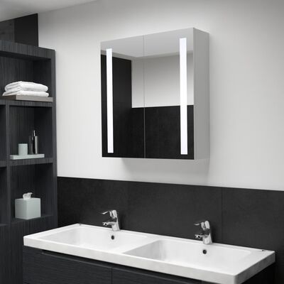 vidaXL Veidrodinė vonios spintelė su LED apšvietimu, 60x14x62cm