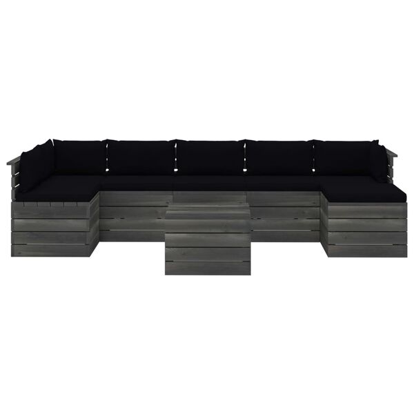 vidaXL Sodo komplektas i&scaron; palečių su pagalvėlėmis, 8 dalių, pu&scaron;is