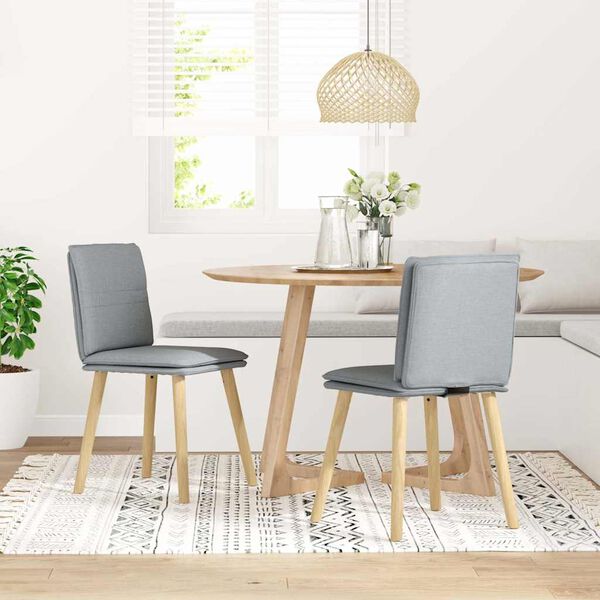 vidaXL Valgomojo kėdės, 2vnt., &scaron;viesiai pilkos spalvos, audinys