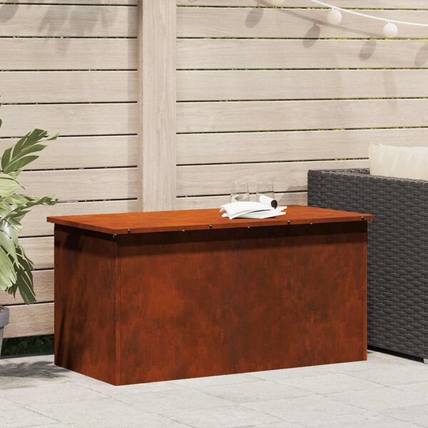vidaXL Lauko saugojimo dėžė Rūdijanti 100 x 50,5 x 50 cm Plienas