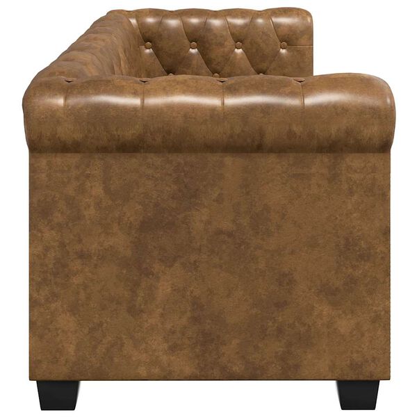 vidaXL Chesterfield dvivietė sofa, dirbtinė oda, ruda