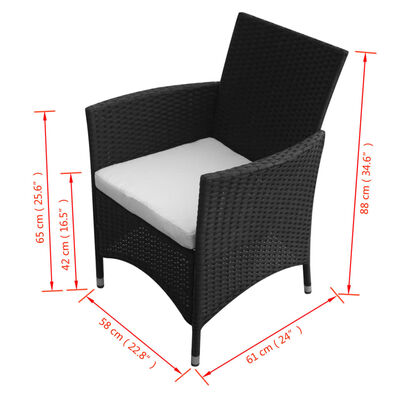 vidaXL Sodo kėdės, 2 vnt., poliratanas, juodos
