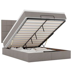 vidaXL Osmanų lova su čiužiniu ir LED, taupe, 140x190cm, audinys