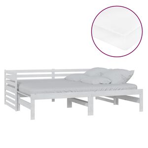 vidaXL I&scaron;traukiama lova, balta, 2x(90x200)cm, pu&scaron;ies medienos masyvas