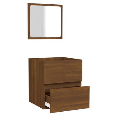 vidaXL Vonios kambario spintelė su veidrodžiu, ruda ąžuolo, mediena