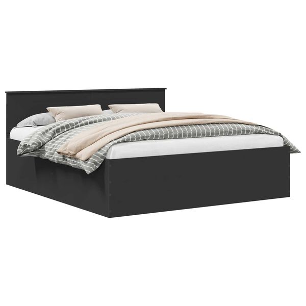 vidaXL Lovos rėmas su galvūgalio Juoda 200 x 200 cm Apdirbta mediena