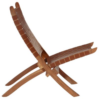 vidaXL Sulankstoma poilsio kėdė, rudos spalvos, tikra oda