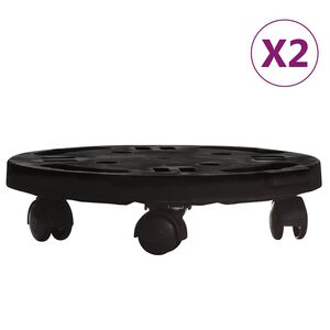 vidaXL Augalų padėklai su ratukais, 2vnt., juodi, 30cm, 170kg