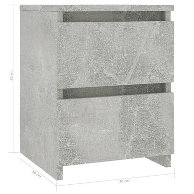 vidaXL Naktinė spintelė, betono pilkos spalvos, 30x30x40 cm, MDP