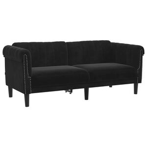 vidaXL Dvivietė sofa, juodos spalvos, aksomas