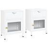 vidaXL Staliukai, 2vnt., balti, 40x30x54,5cm, plienas/stiklas