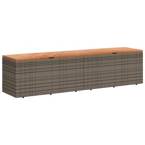 vidaXL Sodo daiktadėžė, pilka, 220x50x54cm, poliratanas ir akacija