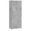 vidaXL Komoda, betono pilkos spalvos, 69,5x34x180cm, apdirbta mediena