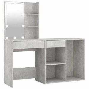 vidaXL Kosmetinis staliukas su LED ir spintele, betono pilkas, mediena
