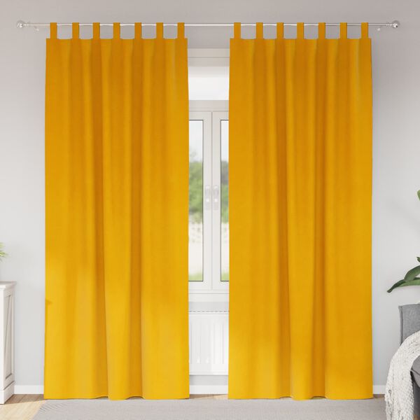 vidaXL Užtemdymo užuolaidos 2 pcs Garučių geltona 140 x 245 cm Aksomas