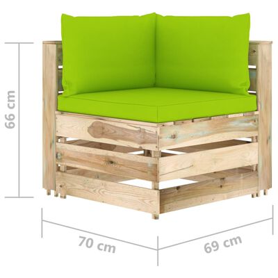 vidaXL Keturvietė sodo sofa su pagalvėmis, žaliai impregnuota mediena