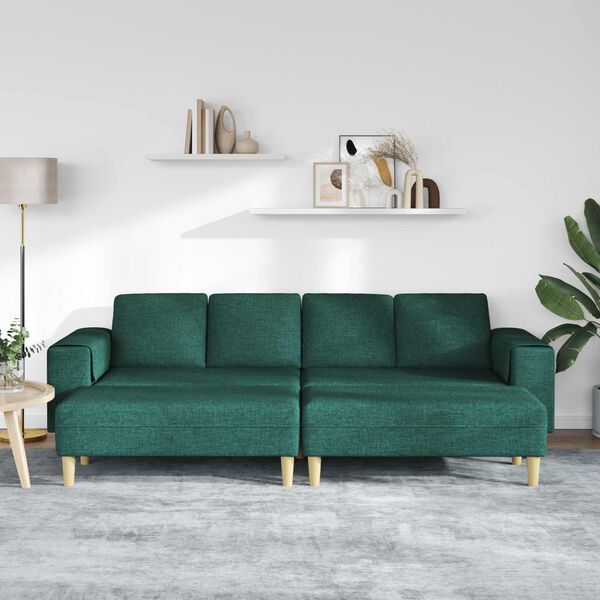 vidaXL Svetainės sofa 3 pcs Tamsiai žalia Poliesteris