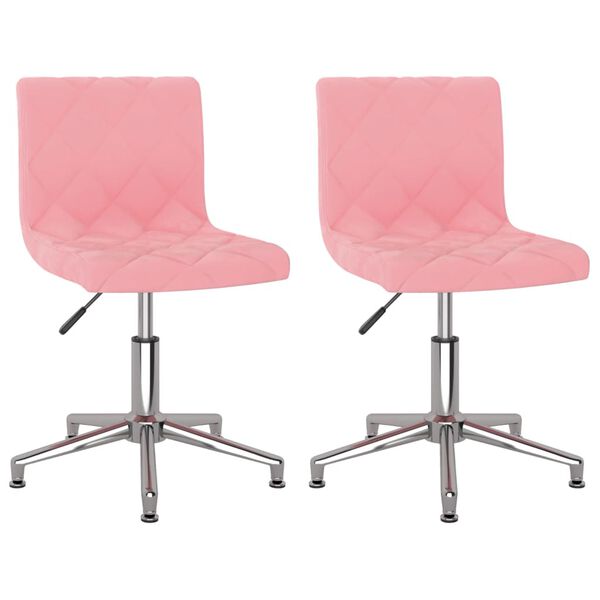 vidaXL Pasukamos valgomojo kėdės, 2vnt., rožinės spalvos, aksomas