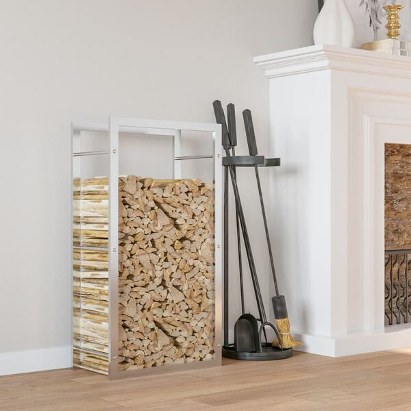 vidaXL Stovas malkoms, 80x28x154 cm, nerūdijantis plienas