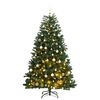 vidaXL Kalėdų eglutė su &scaron;arnyrinėmis &scaron;akomis/LED/žaisliukais, 210cm