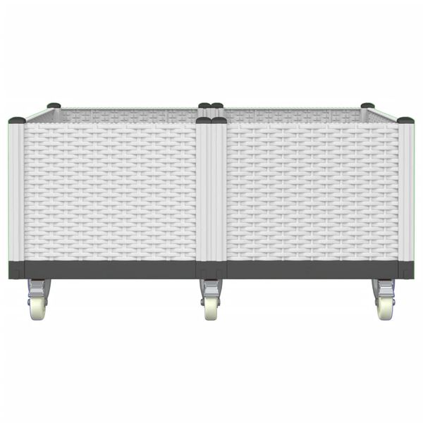 vidaXL Sodo lovelis su ratukais, baltos spalvos, 100x80x54cm, PP